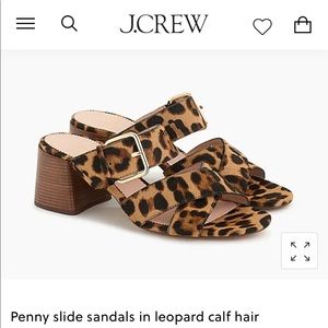 J. Crew Penny Slide sandals in leopard calf hair size 8